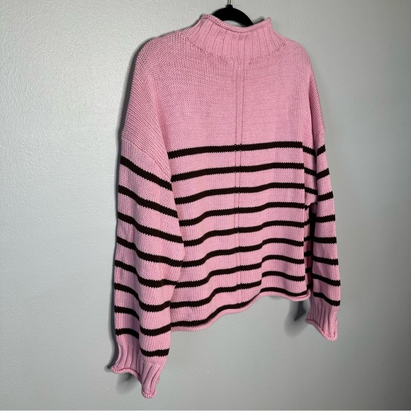 J. Crew 2025 Rollneck Sweater | Pink and Brown Stripe - Picture 5 of 8